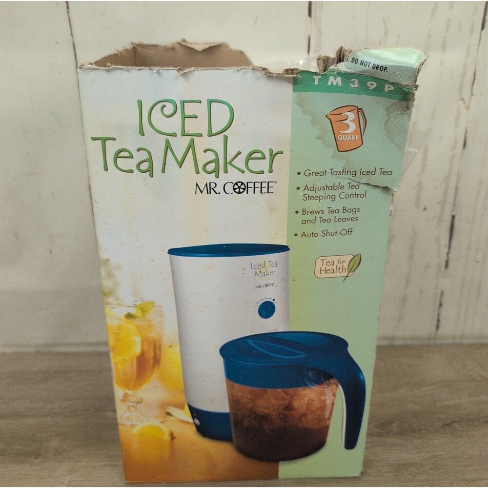 Mr. Coffee 3 Quart Iced Tea Maker Blue White TM39P New Bad Box
